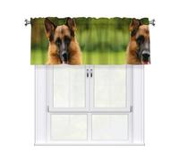 WHJDPP Happy german shepherd Prints Charming Kitchen Window Cover - 54x18 Inch Peach Skin Valance with Decorative Print