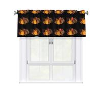 WHJDPP Happy Thanksgiving Turkey Pumpkin Prints Charming Kitchen Window Cover - 54x18 Inch Peach Skin Valance with Decorative Print