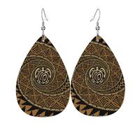WHJDPP Hawaiian Tapa Honu Turtle Prints Drip Earrings - Faux Leather Charms for Women - Lightweight Dangling Jewelry - Party & Holiday Accents