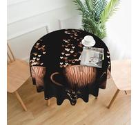 WHJDPP Heart Cup Prints 60 Inch Round Table Throw - Waterproof Table Cover for Dining Table, Coffee Table, Party & Outdoor Use - Soft & Wrinkle Resistant Decor