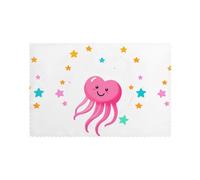 WHJDPP Heart-Shaped Jellyfish Printing Placemats for Dining Table Set of 6 for Homes, and Banquets Easy to Clean at Room Temperature for Long-Lasting Use