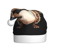 WHJDPP Hedgehog wearing a top hat Prints Christmas Hat for Adult Soft, Lightweight, and Fluffy Design for Men and Women