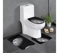 WHJDPP HJFCZH Black Background Moon Prints 3 Piece Bathroom Rugs Set 24x16in - Plush Throw Mats for Spa-Like Comfort & Easy Cleaning