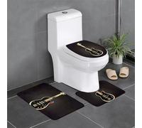 WHJDPP HJFCZH Black Guitar Prints 3 Piece Bathroom Rugs Set 24x16in - Plush Throw Mats for Spa-Like Comfort & Easy Cleaning