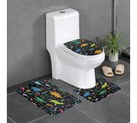 WHJDPP HJFCZH Dinosaur Palm Leaf Prints 3 Piece Bathroom Rugs Set 24x16in - Plush Throw Mats for Spa-Like Comfort & Easy Cleaning