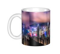 WHJDPP Hong Kong Picture mug ceramic Mugs for cappuccino, latte, cereal, yogurt, milk, hot or cold drinks Micro-wave oven