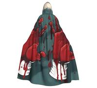 WHJDPP horror blood hand Printed Halloween Adult Hooded Cape Cloak - Super Large Hooded Cloak No Zipper