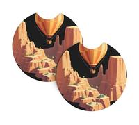 WHJDPP Hot air balloon over the canyon Pattern Car Coasters Set of 2 - Durable Rubber Cup Holder Protectors, Waterproof & Odorless for All Vehicles