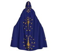 WHJDPP Indiana State Flag Printing Adult Hooded Cloak is a super large, comfortable, and durable Halloween hooded poncho