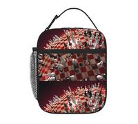 WHJDPP International Chess Pattern Portable Handheld Insulated Lunch Bag Suitable for Students to Work and Travel