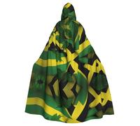 WHJDPP Jamaica Flag Leaves Prints Halloween Adult Hooded Cloak for Costume Parties and Theme Events