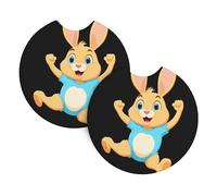 Whjdpp Jumping Bunny Printing Car Interior Cup Holder Pad 2 Pc Waterproof & Quick for Cars, Trucks, Suvs, and Ships