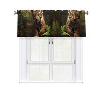 WHJDPP Jungle Tigers Cub Prints Charming Kitchen Window Cover - 54x18 Inch Peach Skin Valance with Decorative Print