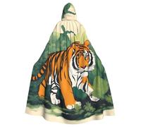 WHJDPP Jungle Tigers Cub Prints Hooded Cloak for Halloween, Role-playing, and Costume Parties - Comfortable and Durable