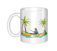 WHJDPP Kayaking under the coconut trees Picture mug ceramic Mugs for cappuccino, latte, cereal, yogurt, milk, hot or cold drinks Micro-wave oven
