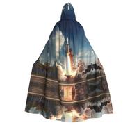 WHJDPP Kennedy Space Center rocket launch Prints Halloween Adult Hooded Cloak for Costume Parties and Theme Events