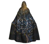 WHJDPP labyrinth Printing Adult Hooded Cloak is a super large, comfortable, and durable Halloween hooded poncho