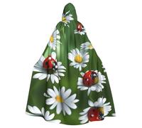 WHJDPP Ladybug on Daisy Flower Printing Adult Hooded Cloak is a super large, comfortable, and durable Halloween hooded poncho