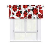 WHJDPP Ladybugs Pattern Infinite Speckled Printing Curtain with Short Pole, 54x18in for Enhancing Kitchen Windows, bathrooms, Laundry Rooms, and Studios