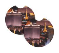 Whjdpp Las Vegas Night City Printing Car Interior Cup Holder Pad 2 Pc Waterproof & Quick for Cars, Trucks, Suvs, and Ships