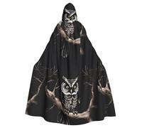 WHJDPP Late Night Owl Printing Halloween Adult Hooded Cloak No Zipper, Comfortable & Durable for Role-Playing