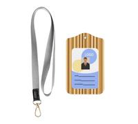 WHJDPP Leather Card Badge Holder with Lanyard, ID Badge Cover | for Nurse, Teacher, Doctor, Businessman Brown Stripe Prints