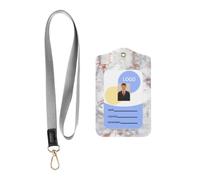 WHJDPP Leather Card Badge Holder with Lanyard, ID Badge Cover | for Nurse, Teacher, Doctor, Businessman Rose Gold Marble Prints