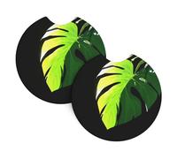 WHJDPP Leaves in the sun Pattern Car Coasters Set of 2 - Durable Rubber Cup Holder Protectors, Waterproof & Odorless for All Vehicles