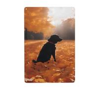 WHJDPP Leaves with dogs Printed Tin decorative painting 8x12in Made of tinplate, wear-resistant and durable