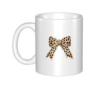 WHJDPP Leopard print bow Picture mug ceramic Mugs for cappuccino, latte, cereal, yogurt, milk, hot or cold drinks Micro-wave oven