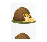 WHJDPP Lion cub beside haystack Picture Tin decorative painting 8x12in Made of tinplate, wear-resistant and durable