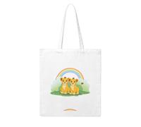 WHJDPP Lion cubs under the rainbow Picture Woman Canvas Tote Bag Strong and durable for traveling, shopping, Daily One Size