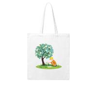 WHJDPP Little boy picking flowers under the tree Picture Woman Canvas Tote Bag Strong and durable for traveling, shopping, Daily One Size