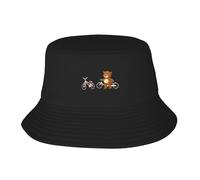 WHJDPP Little Brown Bear Next to The Bicycle Picture Adult Fisherman's Hat for Men and Women Foldable Headwear for Outdoor Activities
