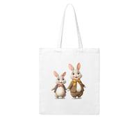 WHJDPP Little bunny holding hands Picture Woman Canvas Tote Bag Strong and durable for traveling, shopping, Daily One Size