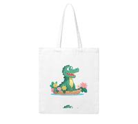 WHJDPP Little crocodile on the flower boat Picture Woman Canvas Tote Bag Strong and durable for traveling, shopping, Daily One Size