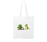 WHJDPP Little dinosaur next to the cactus Picture Woman Canvas Tote Bag Strong and durable for traveling, shopping, Daily One Size