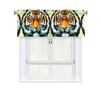 WHJDPP Little Fat Tiger Head Prints Charming Kitchen Window Cover - 54x18 Inch Peach Skin Valance with Decorative Print