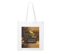 WHJDPP Little frog by the radio Picture Woman Canvas Tote Bag Strong and durable for traveling, shopping, Daily One Size