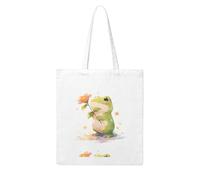 WHJDPP Little frog holding flower Picture Woman Canvas Tote Bag Strong and durable for traveling, shopping, Daily One Size