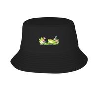 WHJDPP Little Frog in The Florals Picture Adult Fisherman's Hat for Men and Women Foldable Headwear for Outdoor Activities Black