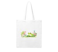WHJDPP Little frog in the florals Picture Woman Canvas Tote Bag Strong and durable for traveling, shopping, Daily One Size