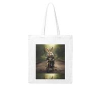 WHJDPP Little gray rabbit riding a bicycle Picture Woman Canvas Tote Bag Strong and durable for traveling, shopping, Daily One Size