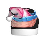 WHJDPP Little pink elephant in the flower basket Picture Christmas Hat for Adult for Christmas, Halloween, New Year, sales, promotions