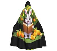 WHJDPP Little rabbit reading under the fruit tree Picture Halloween Adult Hooded Cape Cloak with Bow Tie for Costume Parties, Cosplay