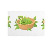 WHJDPP Little Snake in Bamboo Basket Prints Placemats Set of 6 12x18in - Durable Table Layers for Stylish Home, Hotel & Festive Gatherings