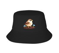 WHJDPP Little Sparrow in The Flowerbed Picture Adult Fisherman's Hat for Men and Women Foldable Headwear for Outdoor Activities Black