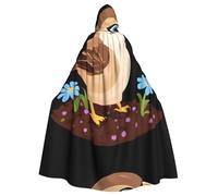 WHJDPP Little sparrow in the flowerbed Printed Halloween Adult Hooded Cape Cloak with Bow Tie for Costume Parties, Cosplay