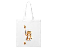 WHJDPP Little tiger holding a staff Picture Woman Canvas Tote Bag Strong and durable for traveling, shopping, Daily One Size