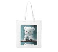WHJDPP Little white bear in the rain Picture Woman Canvas Tote Bag Strong and durable for traveling, shopping, Daily One Size